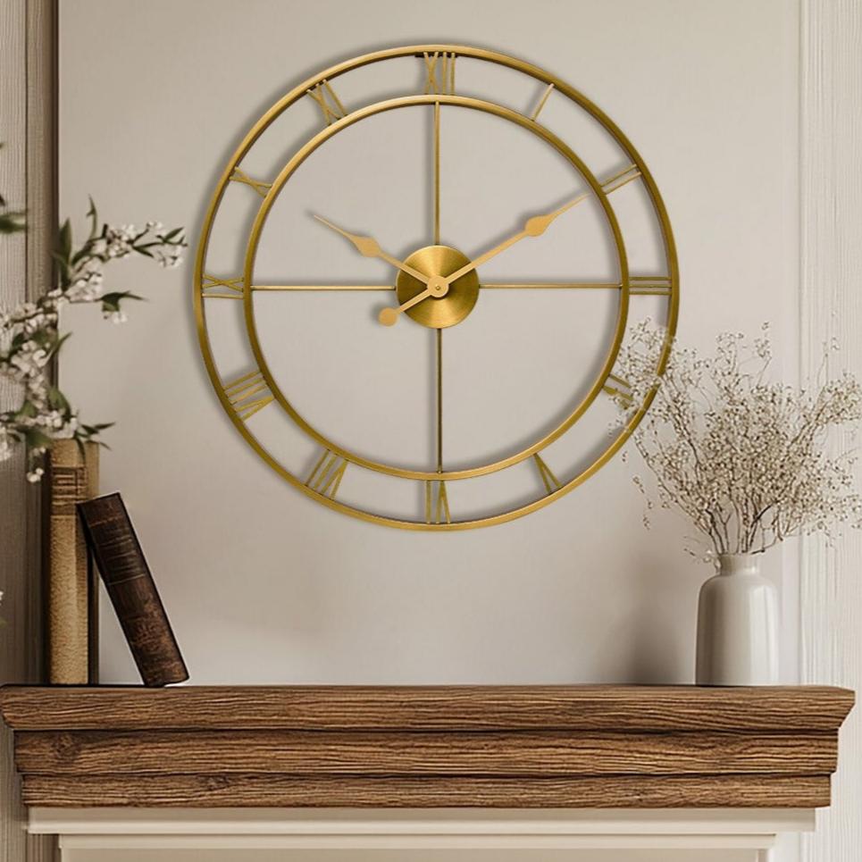 24 Inch Large Metal Analog Roman Numeral Wall Clock