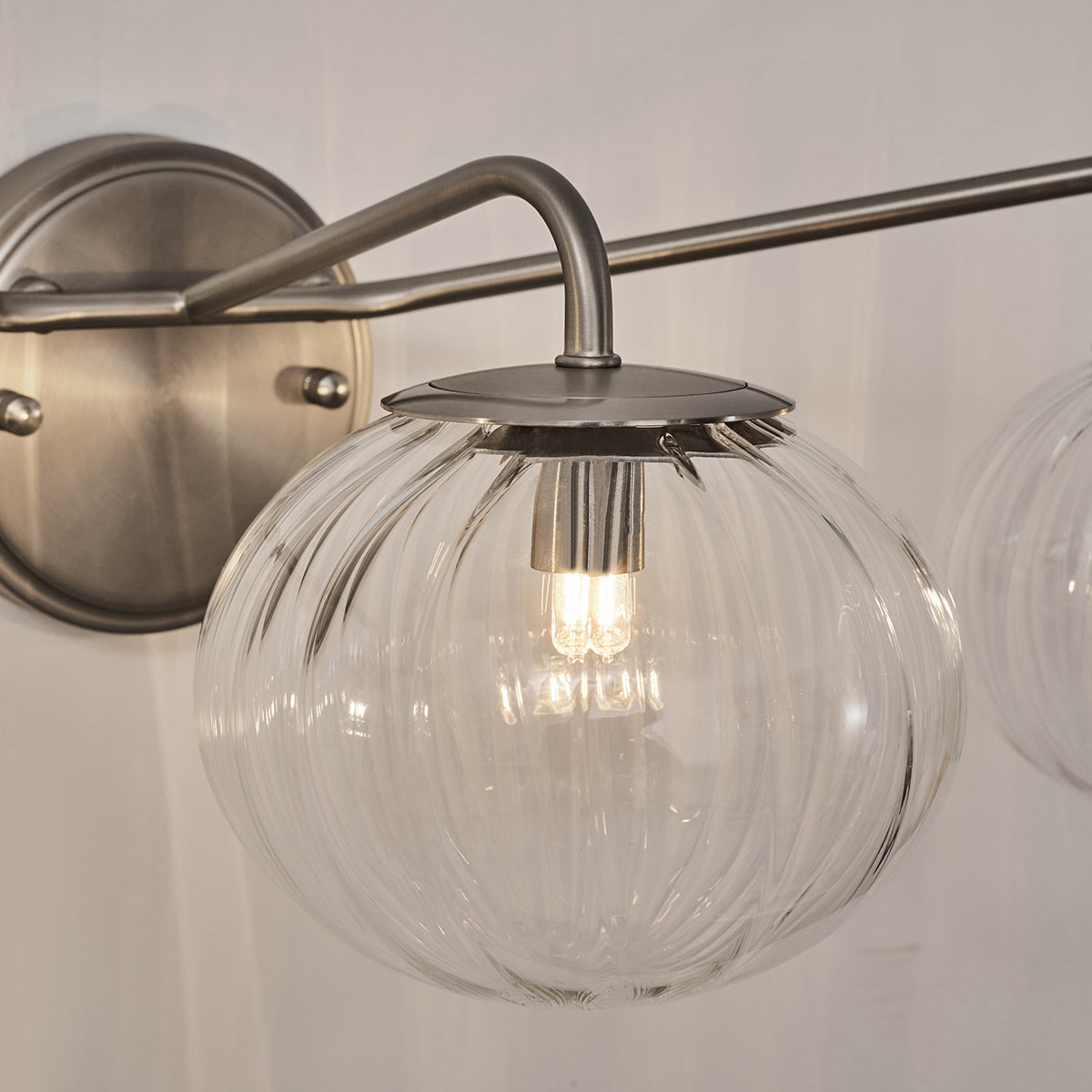 Contemporary Pumpkin Clear Glass Shade Bathroom Vanity Light