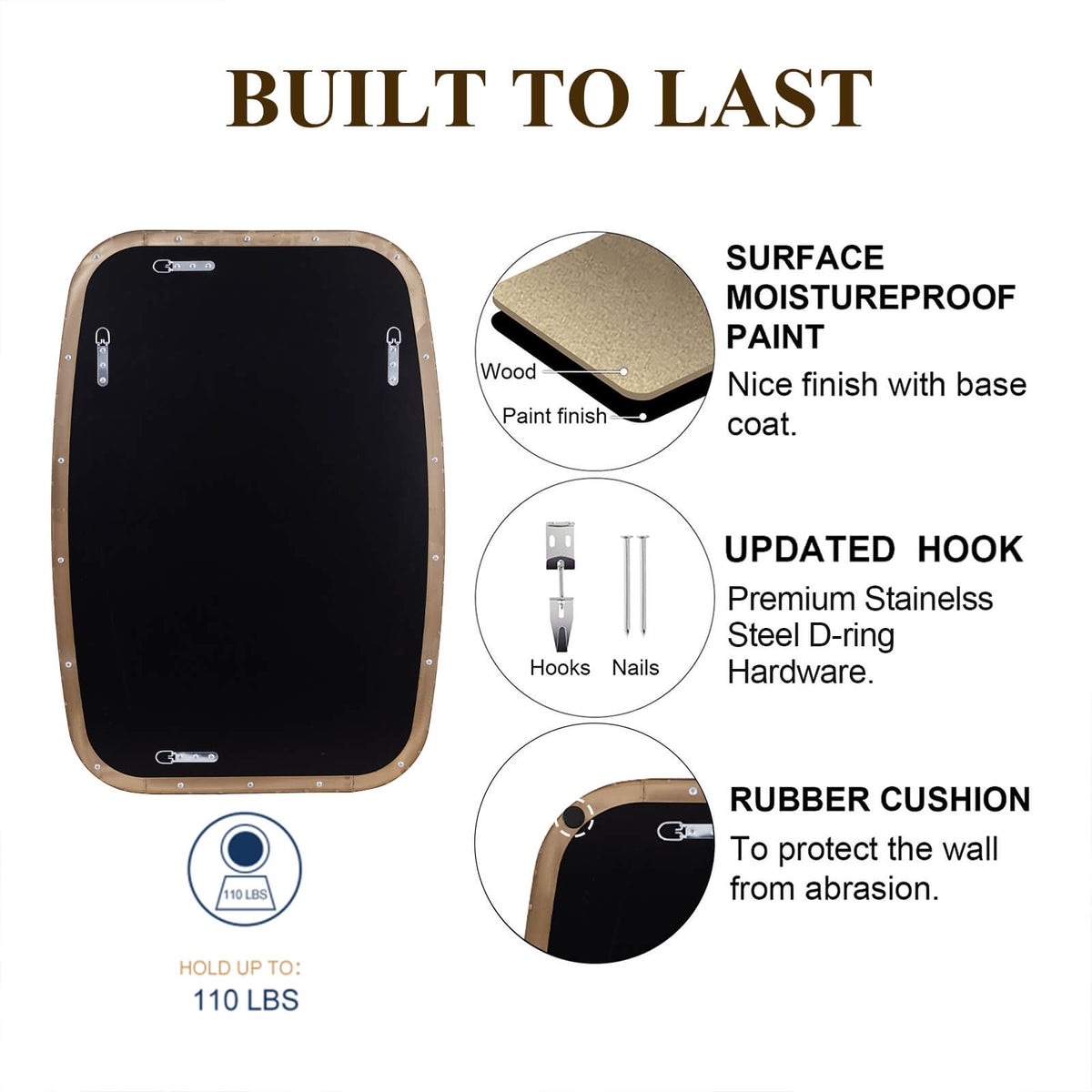 Modern Oval Oblong Bathroom Vanity Mirror | Stainless Steel Frame
