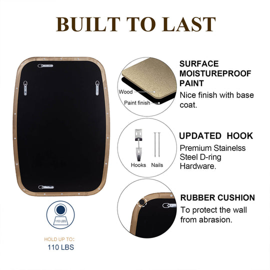 Modern Oval Oblong Bathroom Vanity Mirror | Stainless Steel Frame