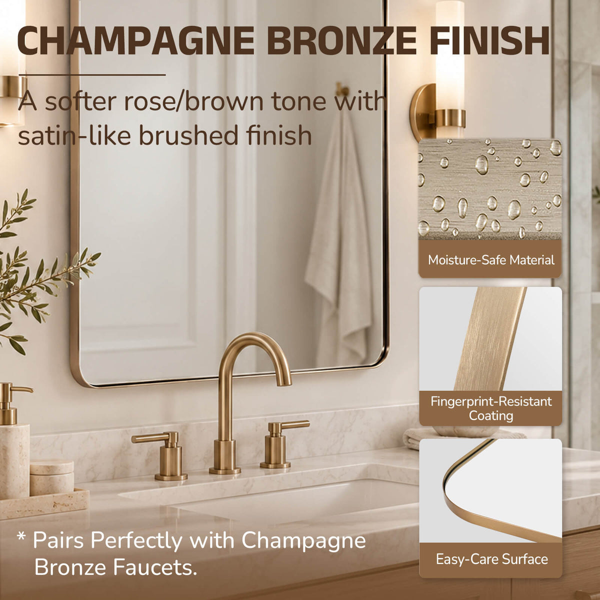 Modern Mantel Wide Arch Rectangle Bathroom Vanity  Mirror | Stainless Steel Frame