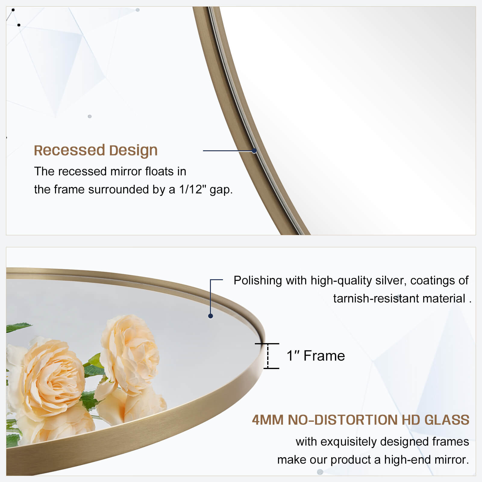 Contemporary Round Bathroom Mirrors Circle Wall Mirrors | Stainless Steel Frame