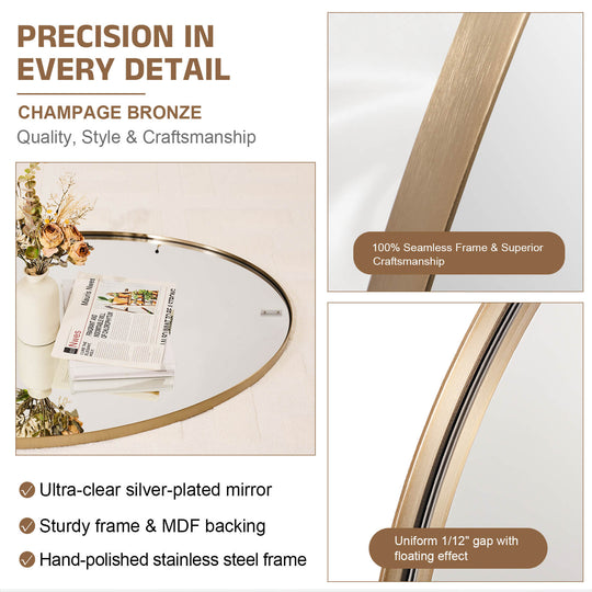 Modern Oval Bathroom Wall Mirrors |Stainless Steel Framed