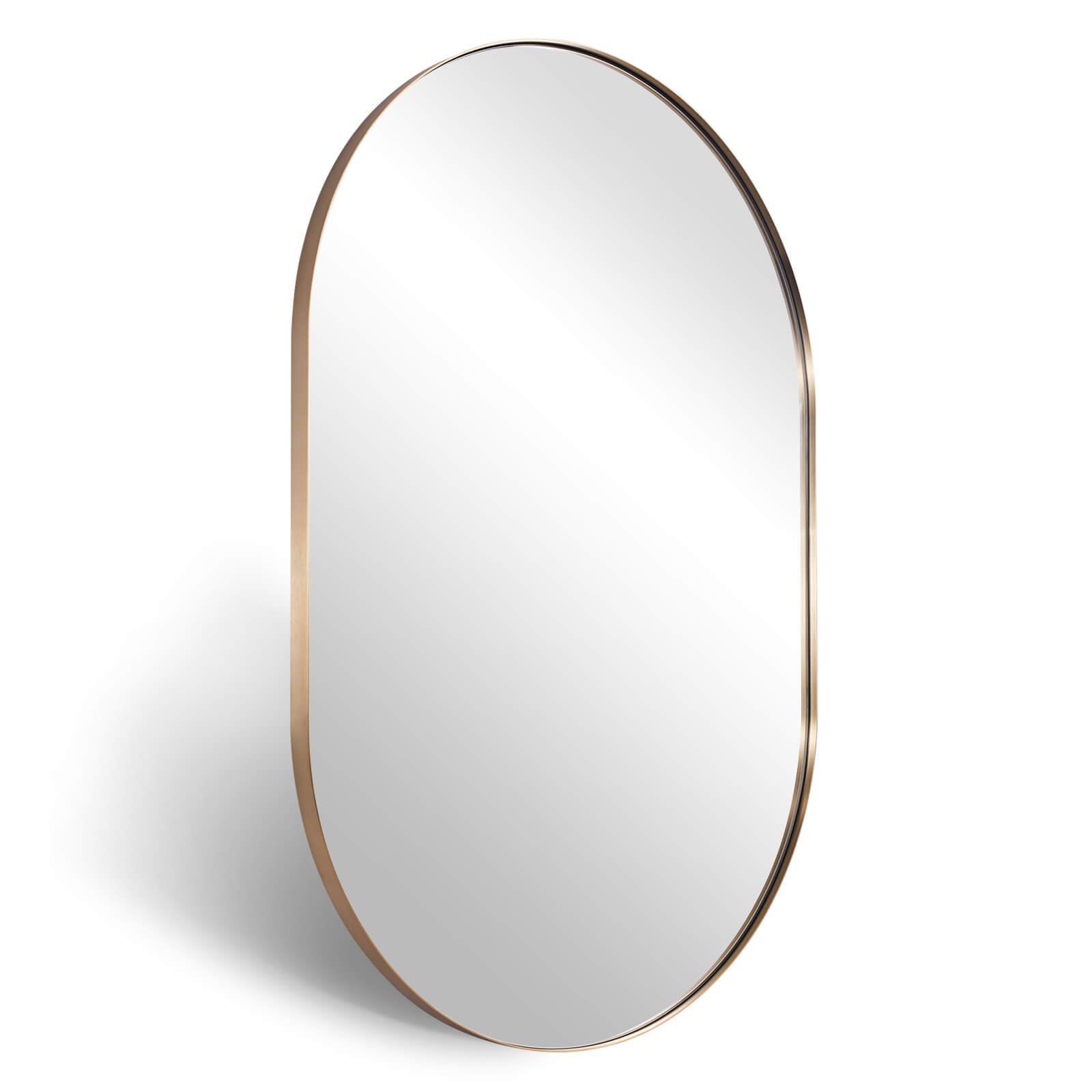 Modern Pill Shaped Capsule Wall Mirrors Long Oval Bathroom Vanity Mirror | Stainless Steel Frame