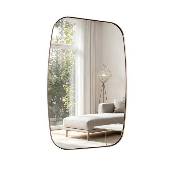 Modern Oval Oblong Bathroom Vanity Mirror | Stainless Steel Frame