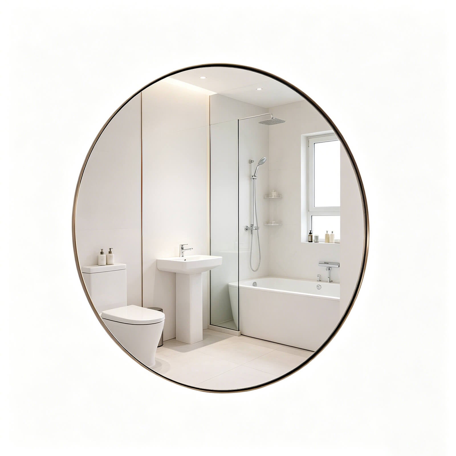 Contemporary Round Bathroom Mirrors Circle Wall Mirrors | Stainless Steel Frame