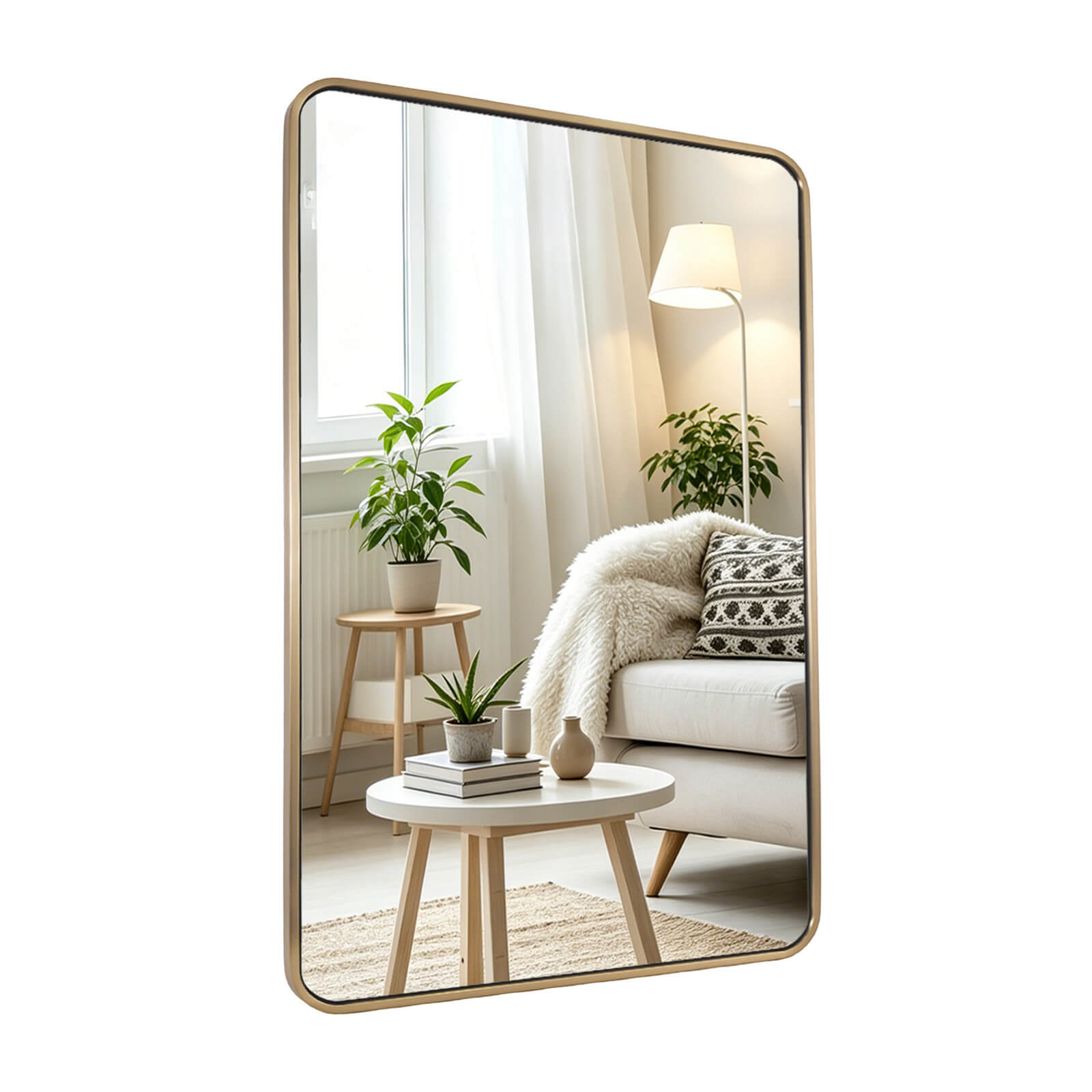 Contemporary Rounded Rectangular Bathroom Wall Mirror |Thicker Stainless Steel Framed