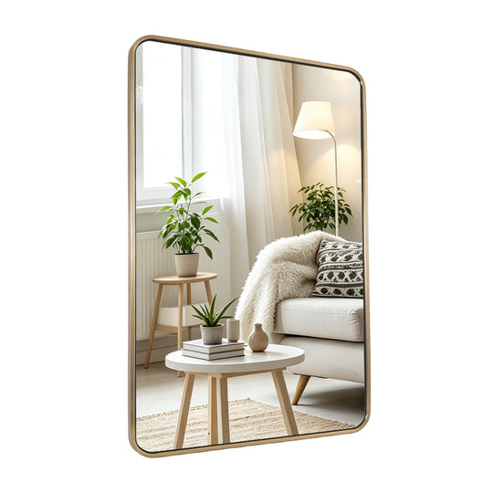 Contemporary Rounded Rectangular Bathroom Wall Mirror |Thicker Stainless Steel Framed