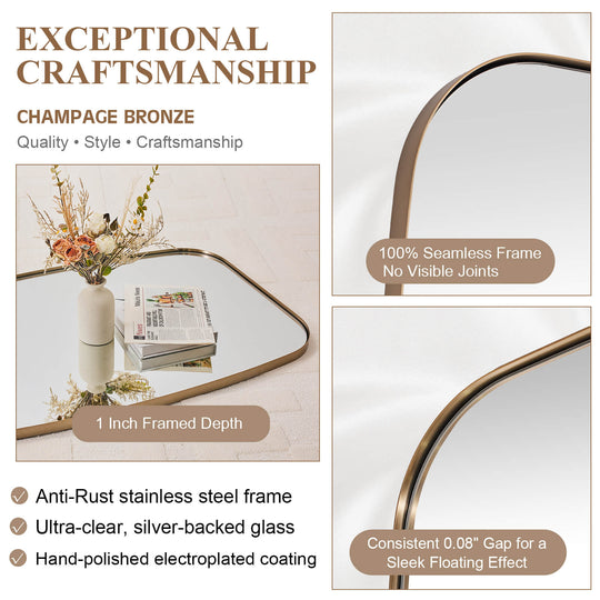 Modern Oval Oblong Bathroom Vanity Mirror | Stainless Steel Frame