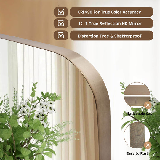 Modern Oval Oblong Bathroom Vanity Mirror | Stainless Steel Frame
