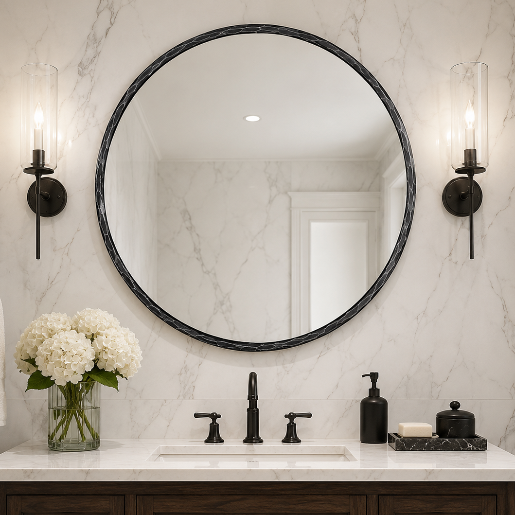 Antique Hand Hammer Forged Iron Mirror Circle Wrought Iron Mirror Round Wall Mirror