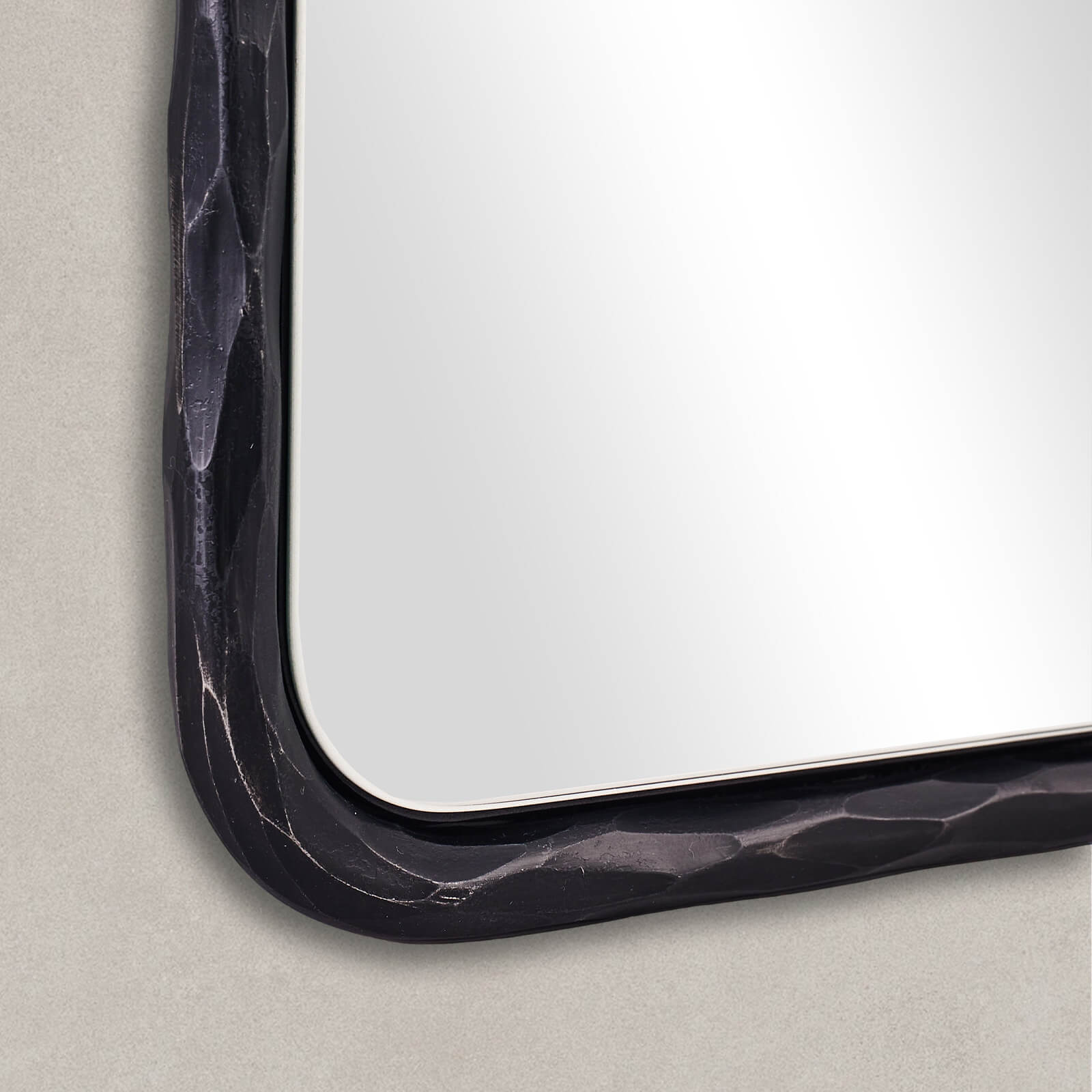 Antique Hand-Forged Iron Framed Arched Wrought Iron Bathroom Wall Mirror
