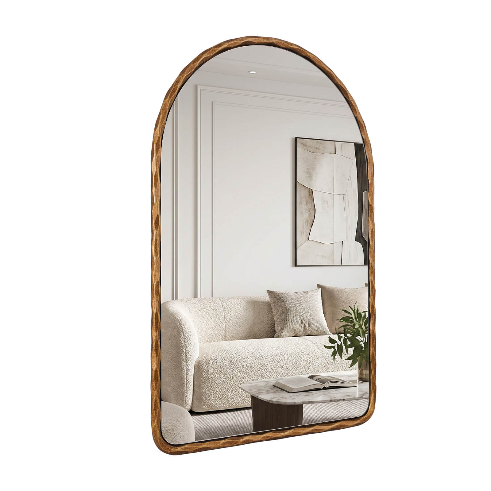 Antique Hand-Forged Iron Framed Arched Wrought Iron Bathroom Wall Mirror