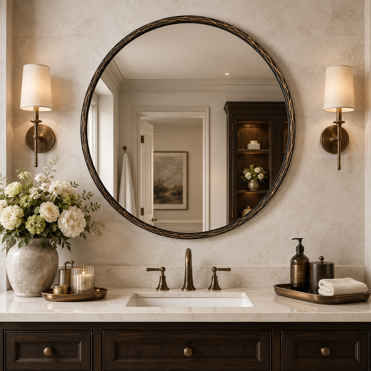 Antique Hand Hammer Forged Iron Mirror Circle Wrought Iron Mirror Round Wall Mirror