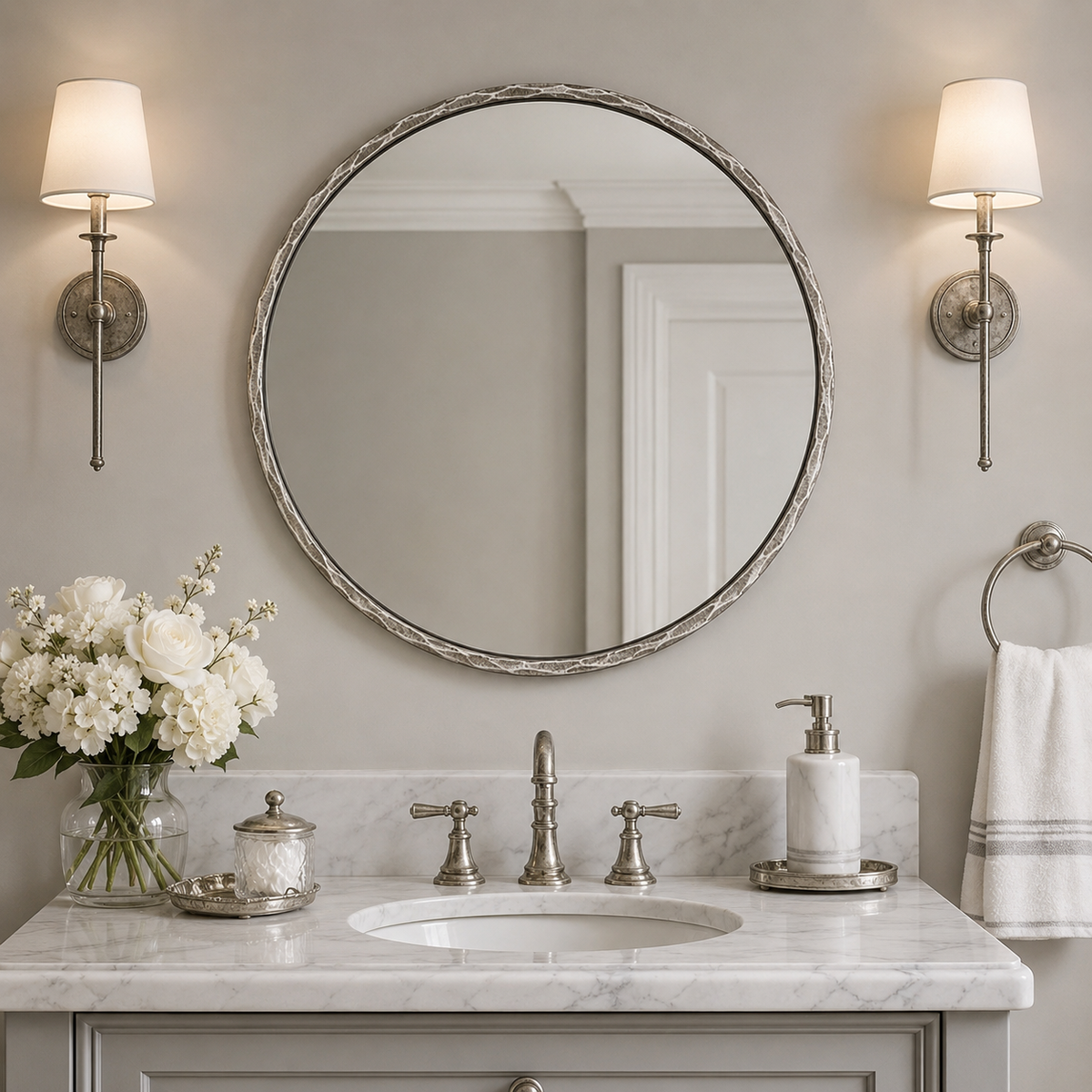 Antique Hand Hammer Forged Iron Mirror Circle Wrought Iron Mirror Round Wall Mirror