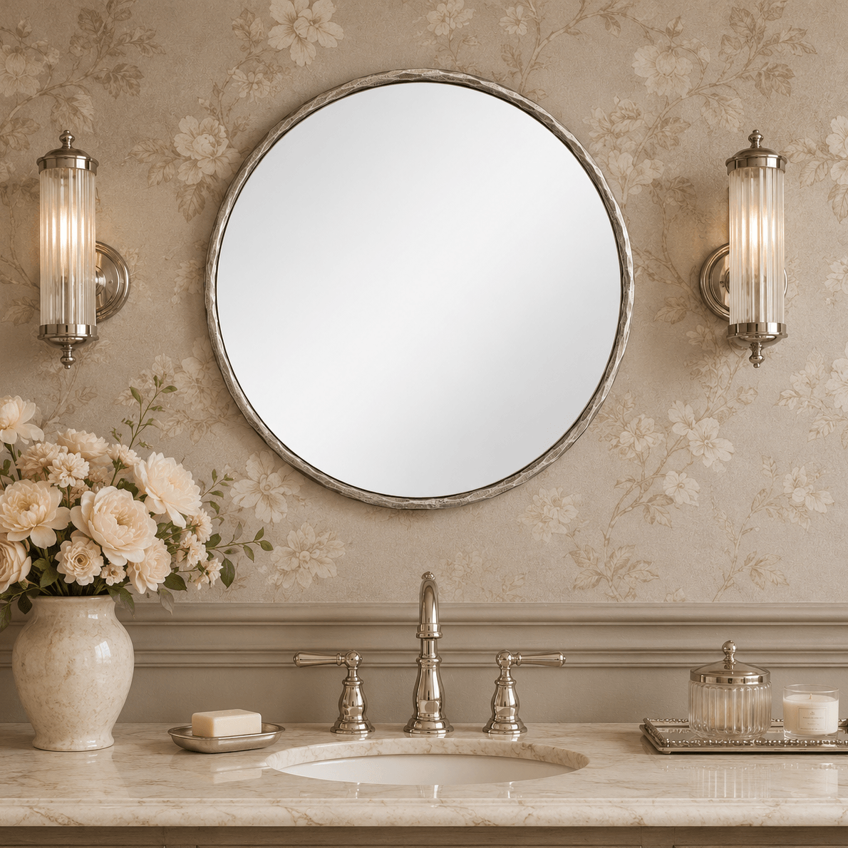 Antique Hand Hammer Forged Iron Mirror Circle Wrought Iron Mirror Round Wall Mirror
