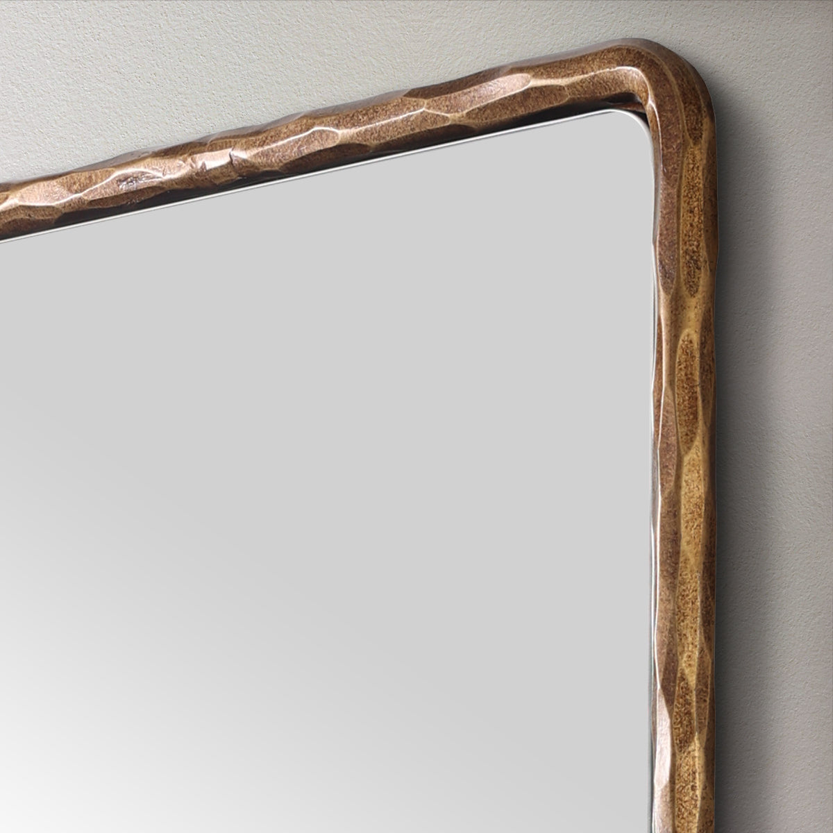 Antique Hand Hammer Frame  Forged Iron Rectangle Wall Mirrors Wrought Iron Mirror