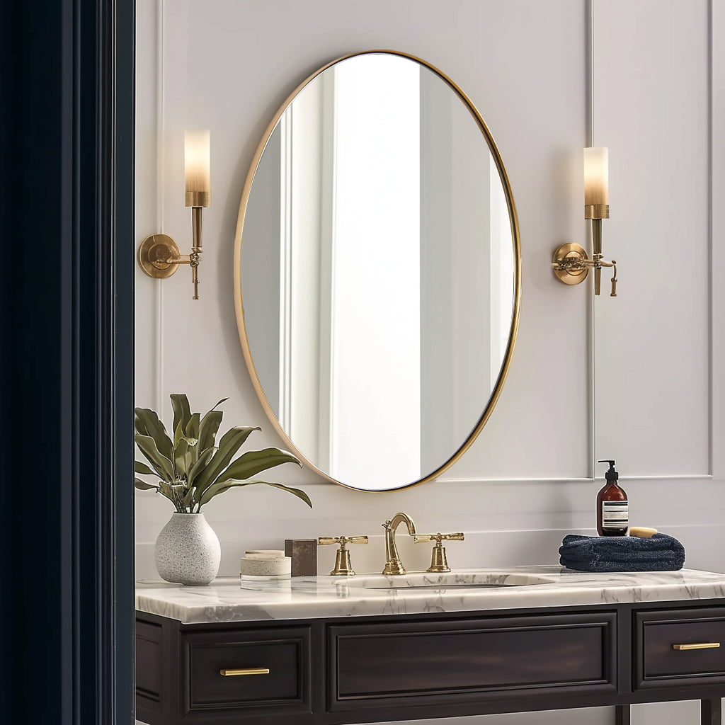 Stainless Steel Framed Oval Bathroom Mirrors