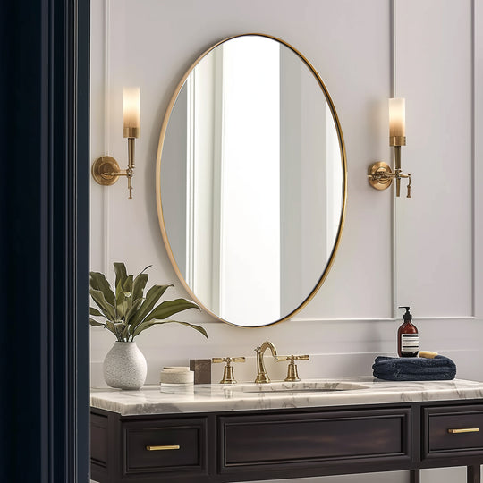 Stainless Steel Framed Oval Bathroom Mirrors