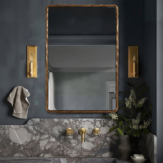 Vintage Hand Hammer Frame  Forged Iron Rectangle Wall Mirrors Wrought Iron Mirror