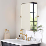 Gold Tilting Rectangle Pivot Mirrors with Stainless Steel Frame