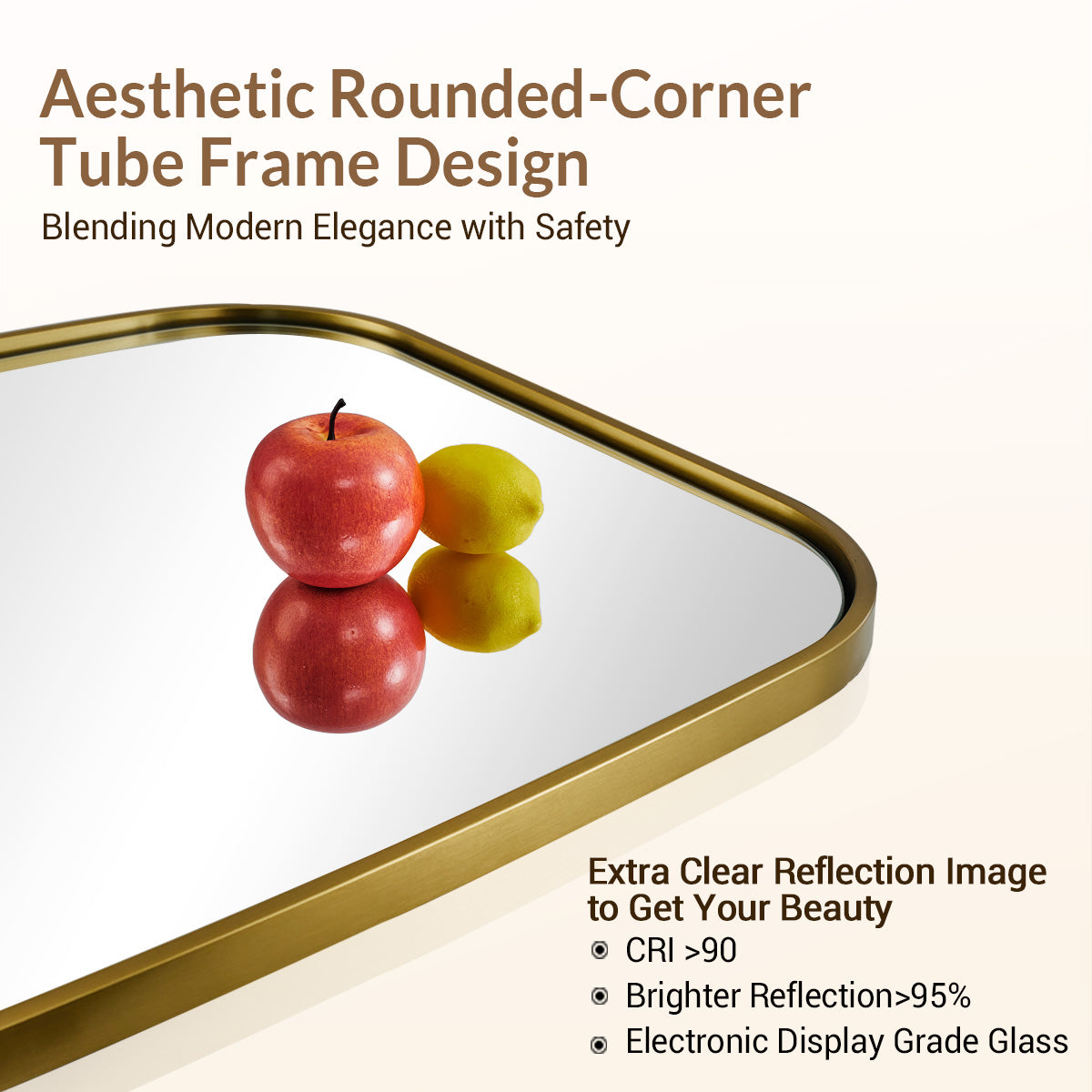 Contemporary Long Oval Oblong Bathroom Mirror | Stainless Steel Frame