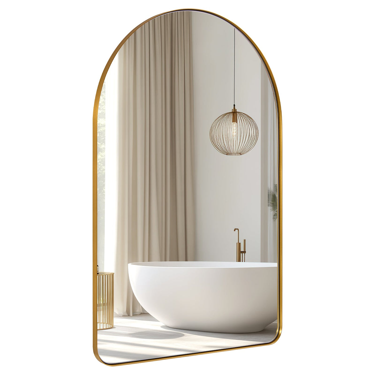 Contemporary Arched Bathroom Vanity Mirror | Stainless Steel Frame