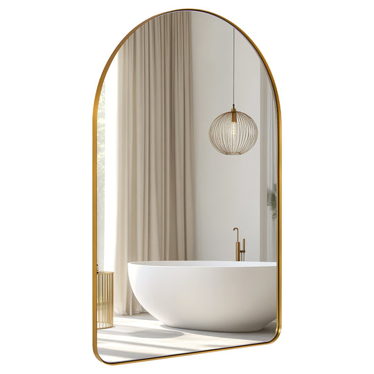 Contemporary Arched Bathroom Vanity Mirror | Stainless Steel Frame