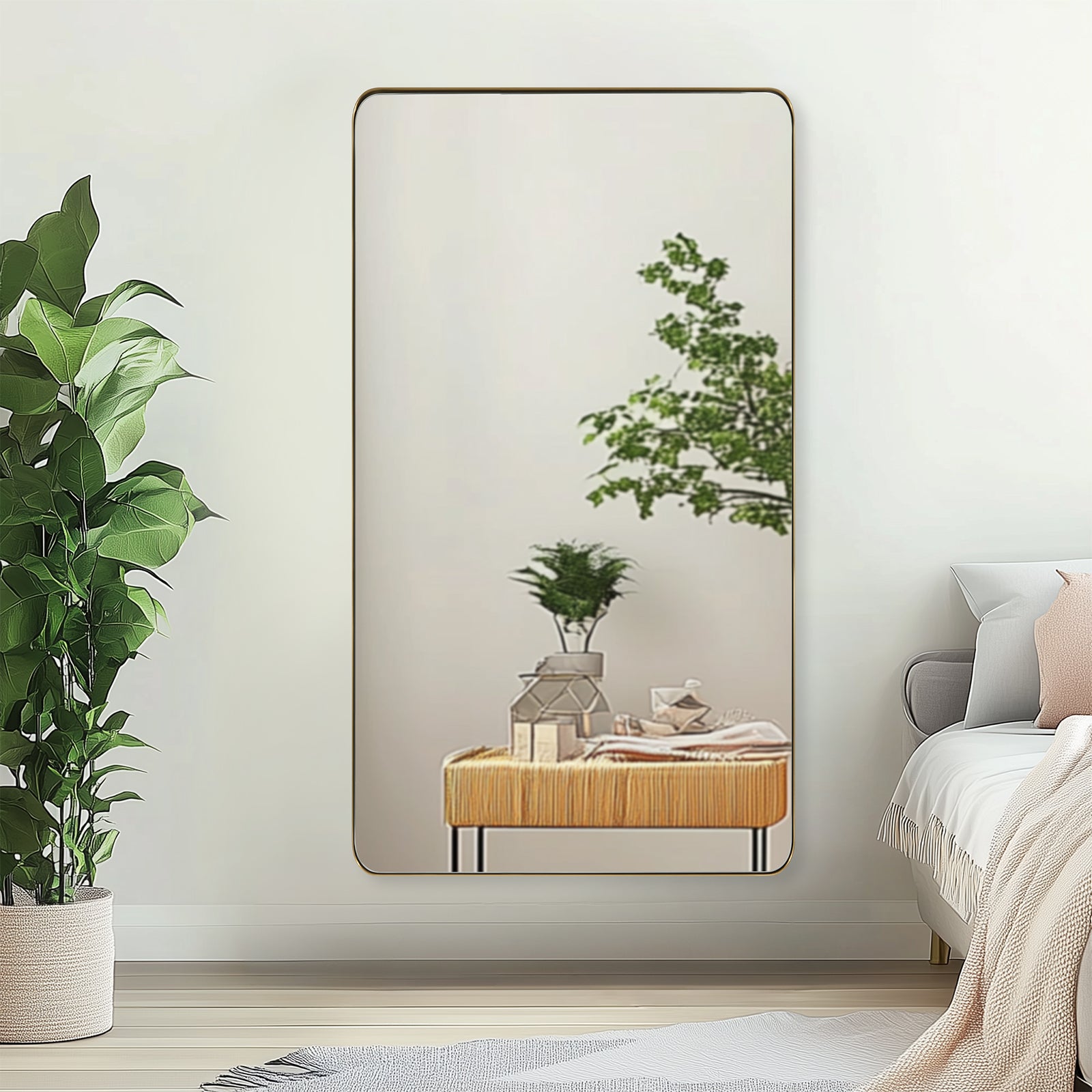 Full Length Mirror for Wall Full Body Rectangle Long Vanity Mirror | Stainless Steel Frame