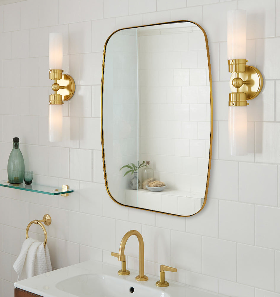 Modern Oblong Oval Bathroom Mirror with Stainless Steel Frame