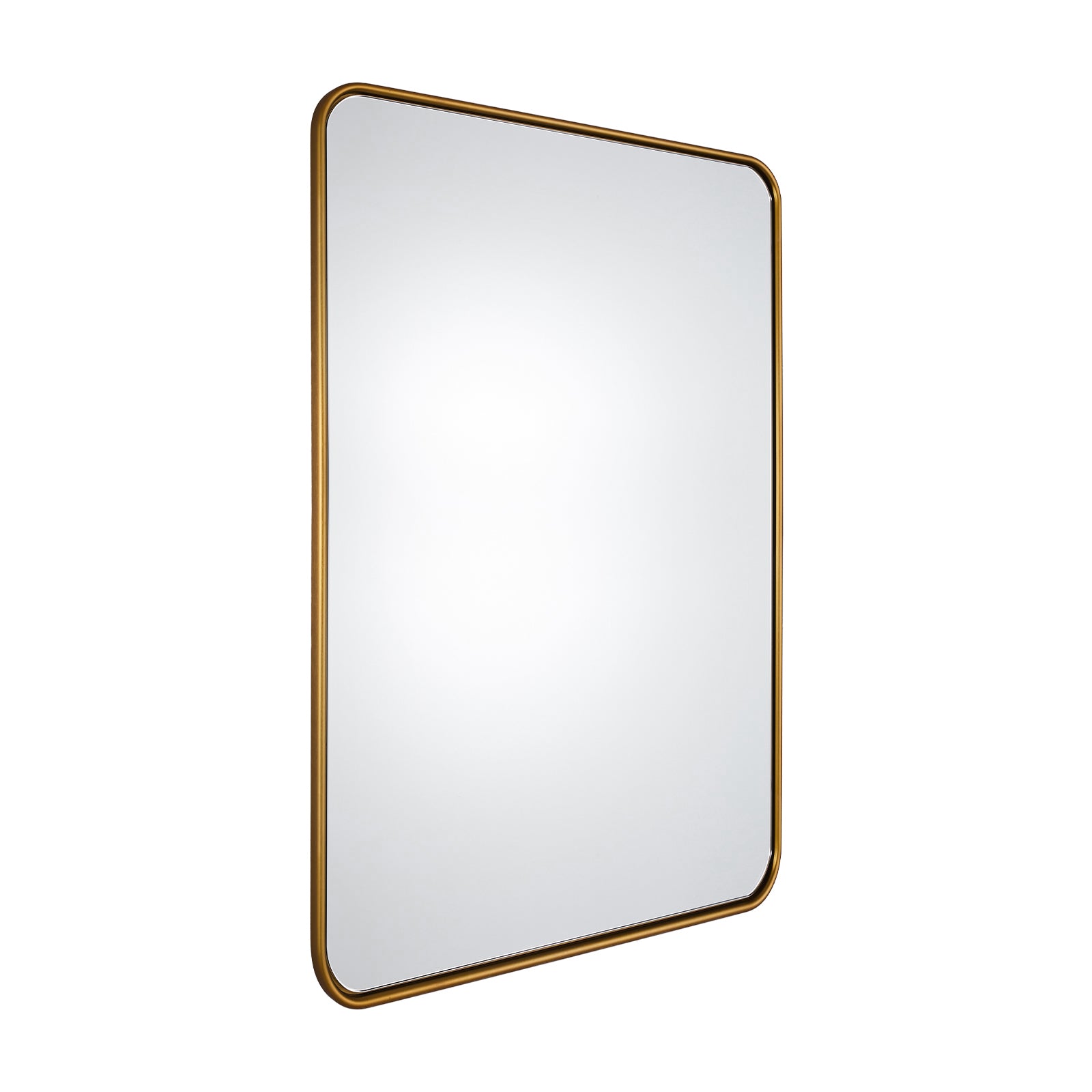 Contemporary Rounded Rectangular Bathroom Wall Mirror| U-Shaped Tube Aluminum Framed