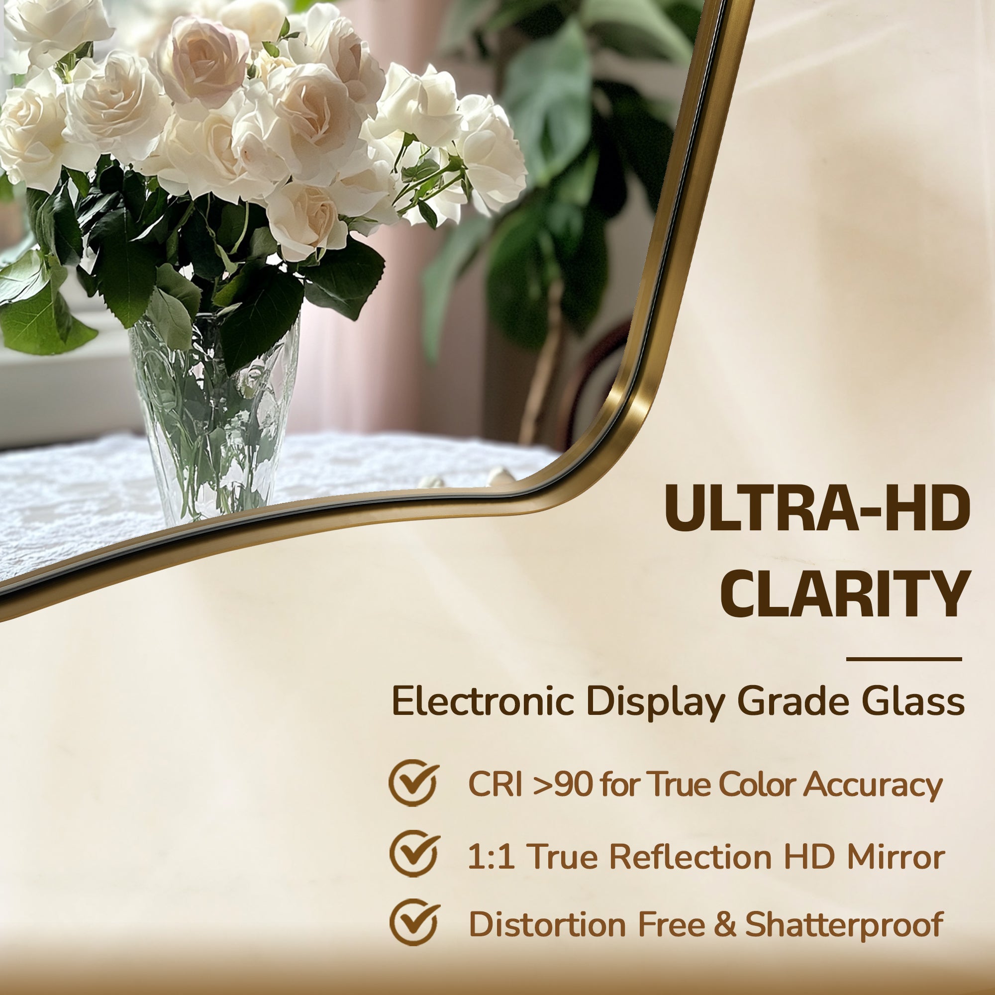 Contemporary Concave Scalloped Irregular Wall Mirror for Bathroom  |Stainless Steel Frame