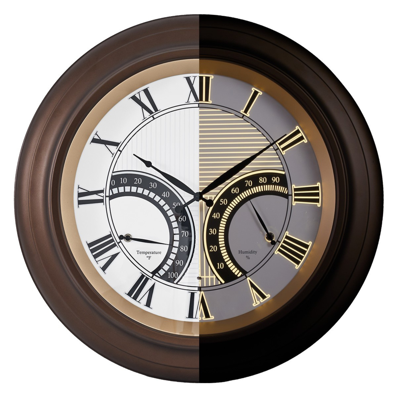 Contemporary 24 Inch Large Outdoor Wall Clock Waterproof Illuminated Clock,Stripe Dial