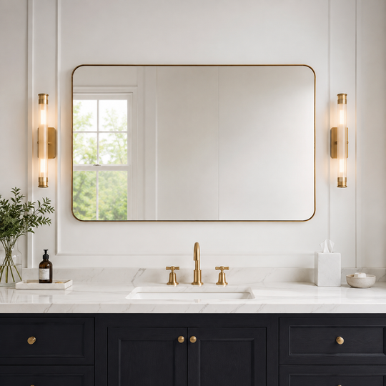 Modern Rounded Rectangle Mirror for Bathroom/ Vanity/ Wall | Stainless Steel Frame