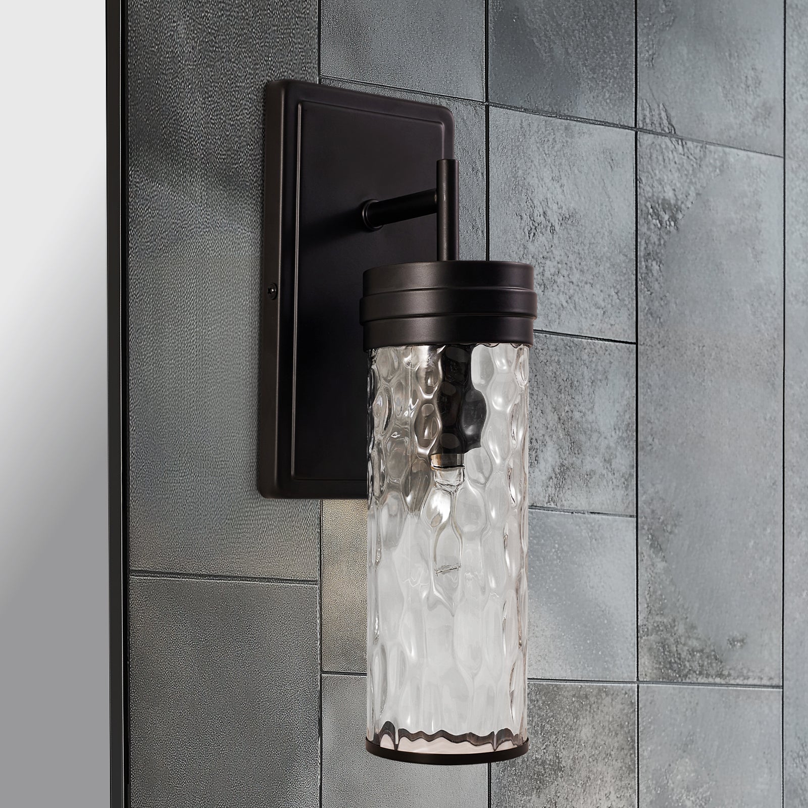 Contemporary Tube Hammer Glass Shade Wall Sconces for Bathroom, Bedroom,Hallway