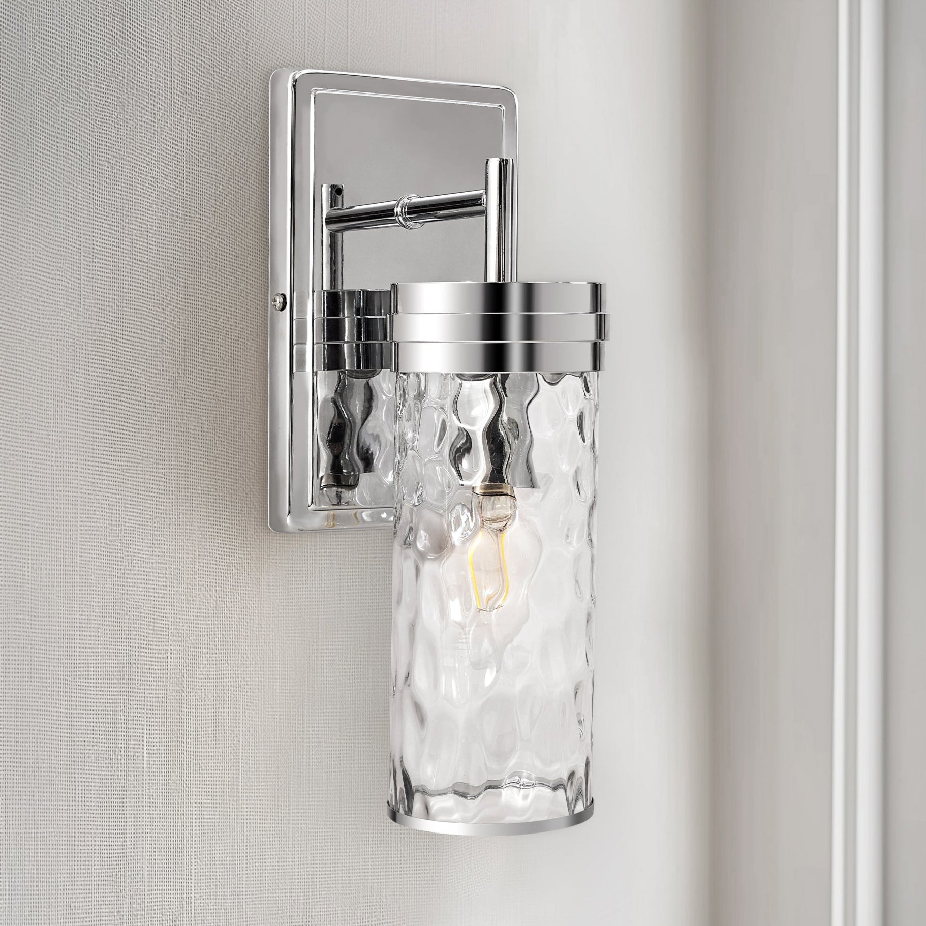 Contemporary Tube Hammer Glass Shade Wall Sconces for Bathroom, Bedroom,Hallway