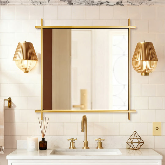 Vintage Cross Corner Rectangle Bathroom Wall Mirrors | Stainless Steel Framed