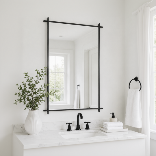Vintage Cross Corner Rectangle Bathroom Wall Mirrors | Stainless Steel Framed