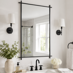 Vintage Cross Corner Rectangle Bathroom Wall Mirrors | Stainless Steel Framed