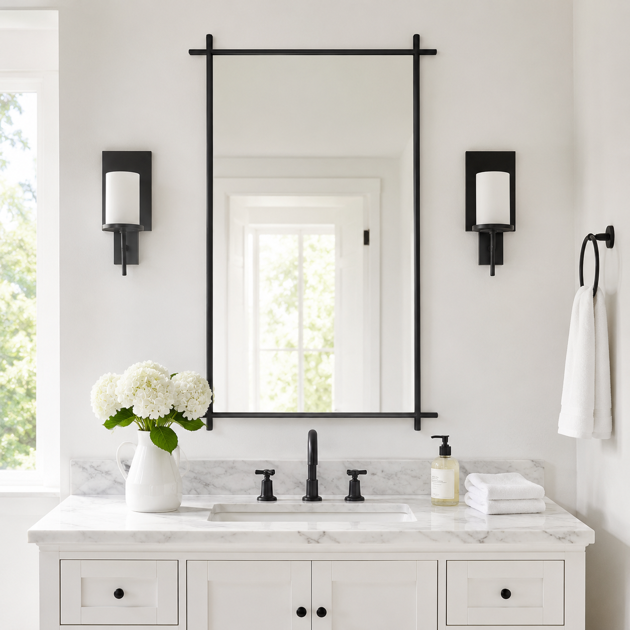 Vintage Cross Corner Rectangle Bathroom Wall Mirrors | Stainless Steel Framed