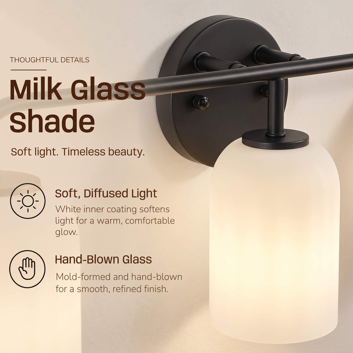 Modern Milk Glass Shade Vanity Light Wall Sconce