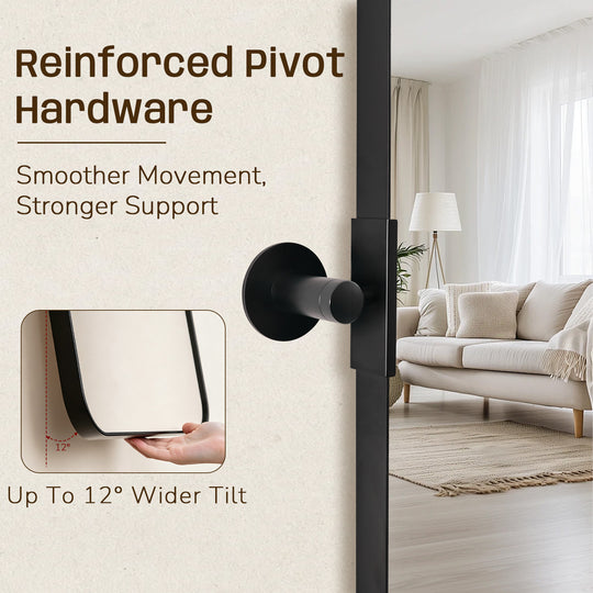 Tilting Rectangular Pivot  Mirror for Bathroom/Vanity Floating Mirror | Stainless Steel Frame