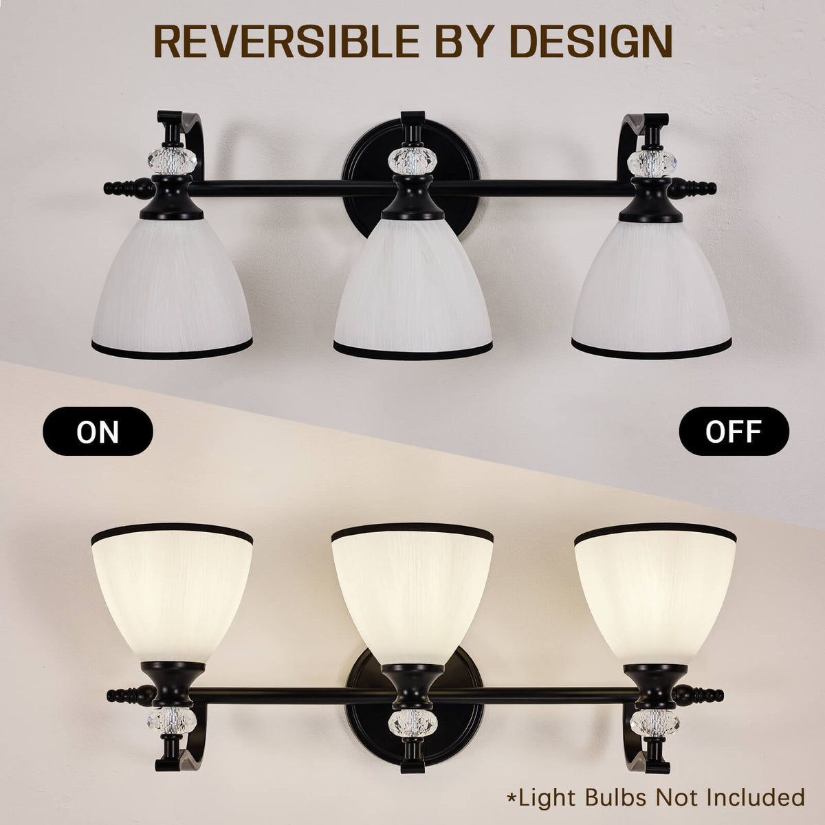 Vintage Frosted Trumpet Glass Shade Bathroom Vanity Light