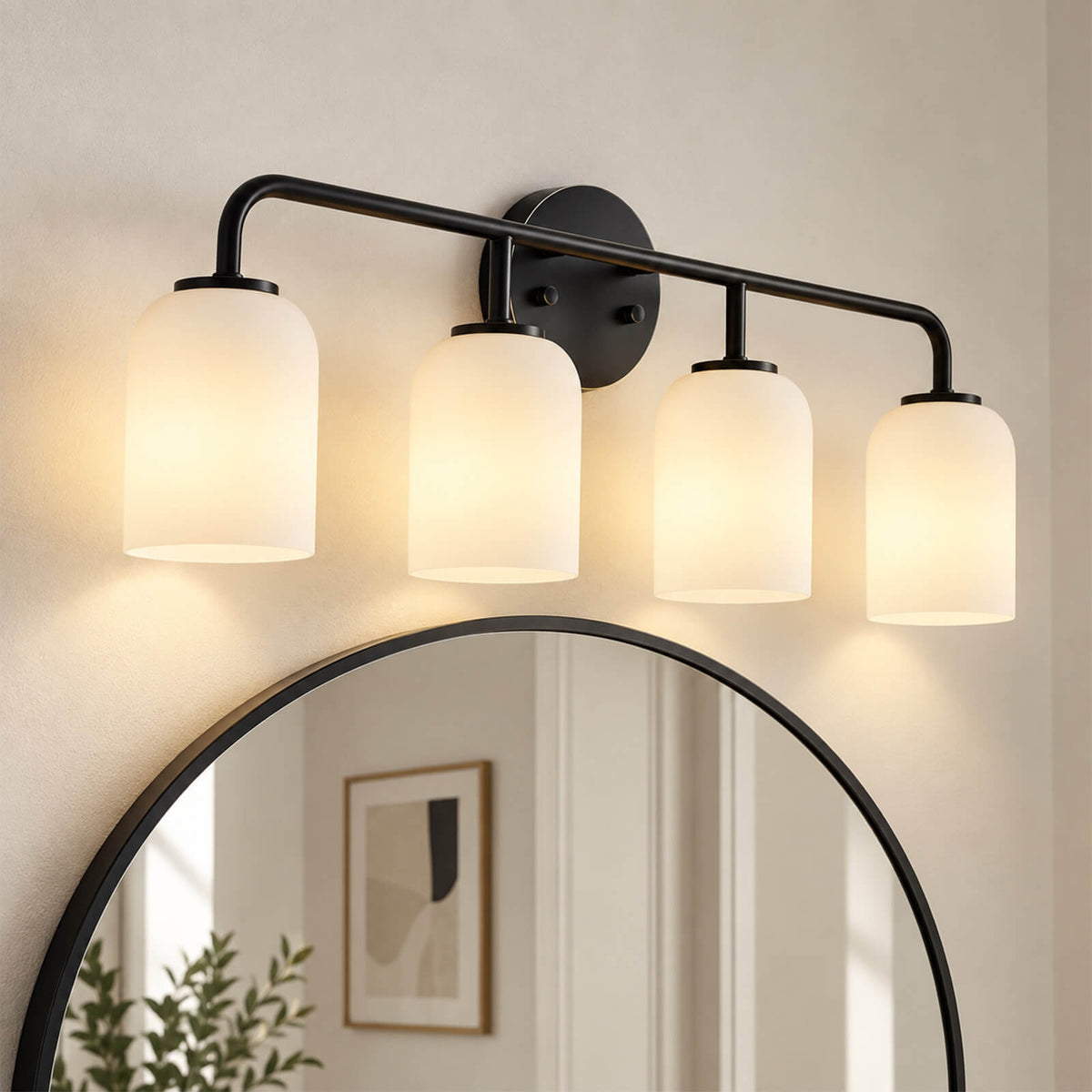 Modern Milk Glass Shade Vanity Light Wall Sconce