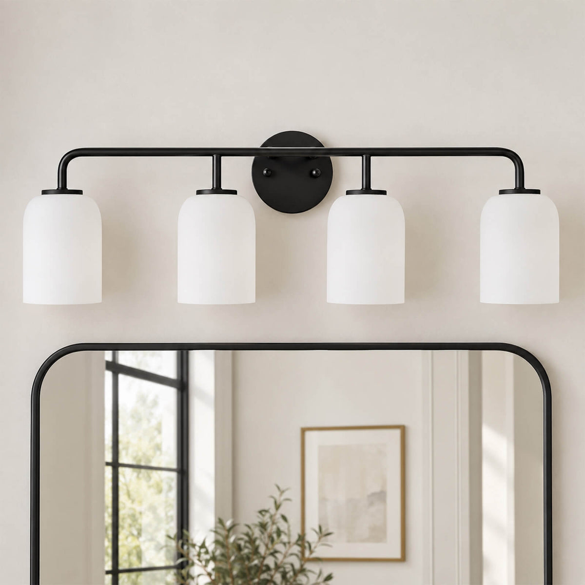 Modern Milk Glass Shade Vanity Light Wall Sconce