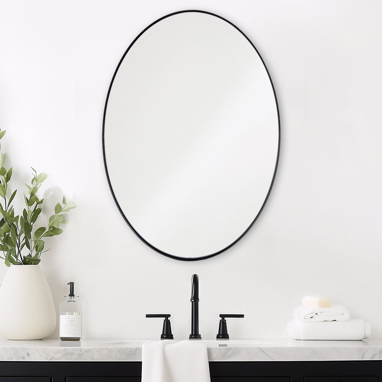 Stainless Steel Framed Oval Bathroom Mirrors