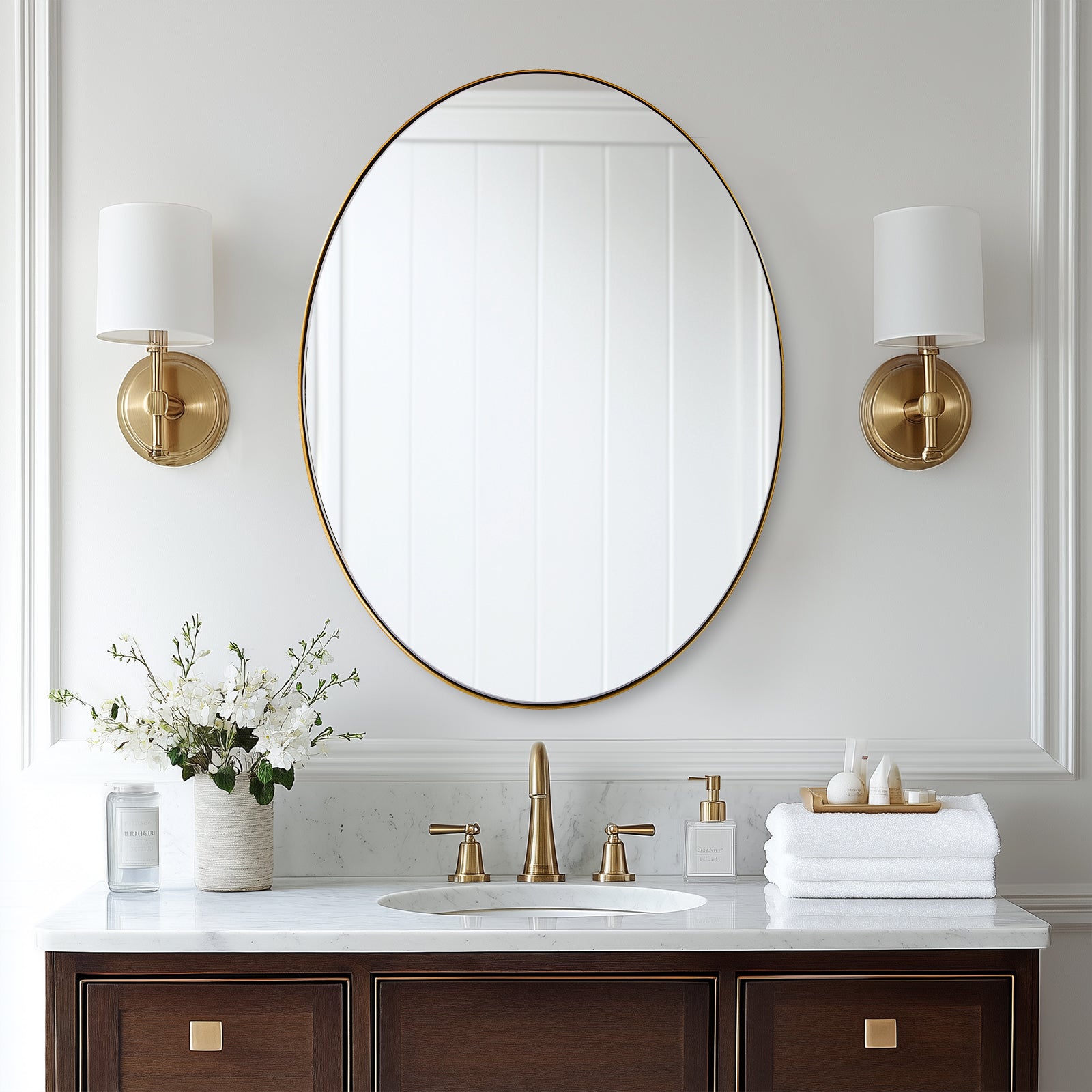 Stainless Steel Framed Oval Bathroom Mirrors