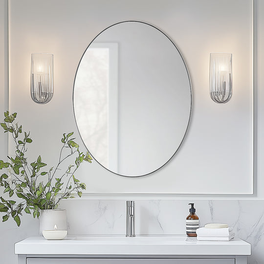 Stainless Steel Framed Oval Bathroom Mirrors