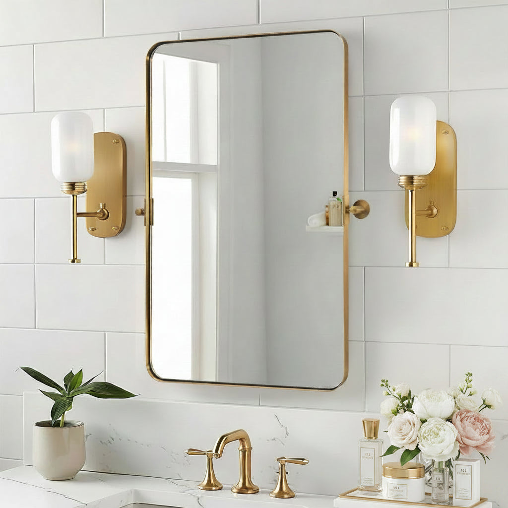 Tilting Rectangular Pivot  Mirror for Bathroom/Vanity Floating Mirror | Stainless Steel Frame