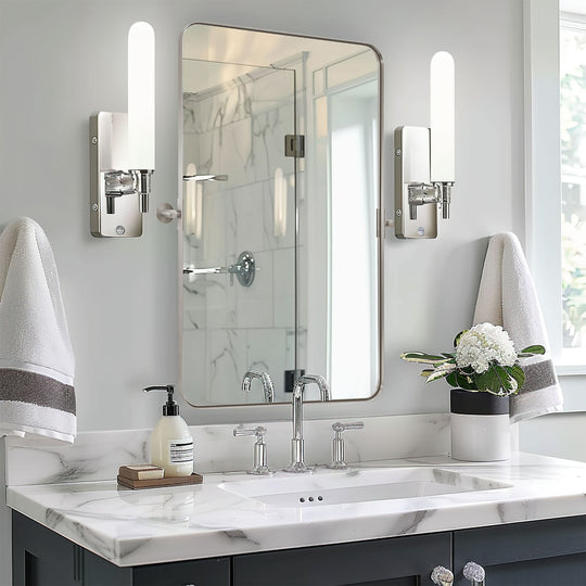 Tilting Rectangular Pivot  Mirror for Bathroom/Vanity | Stainless Steel Frame